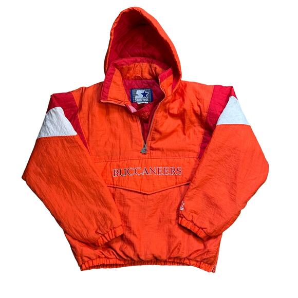Vintage Tampa Bay Buccaneers Starter Jacket Creamsicle Orange Puffer Coat Large - Picture 1 of 11
